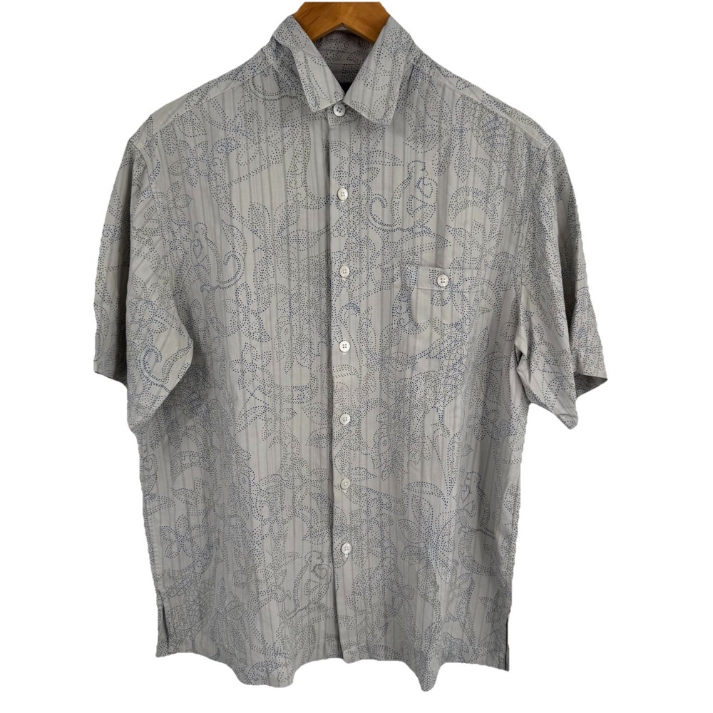 Tori Richard Silk Shirt Mens M Monkey‎ Print Gray Tropical Aloha Hawaiian Camp